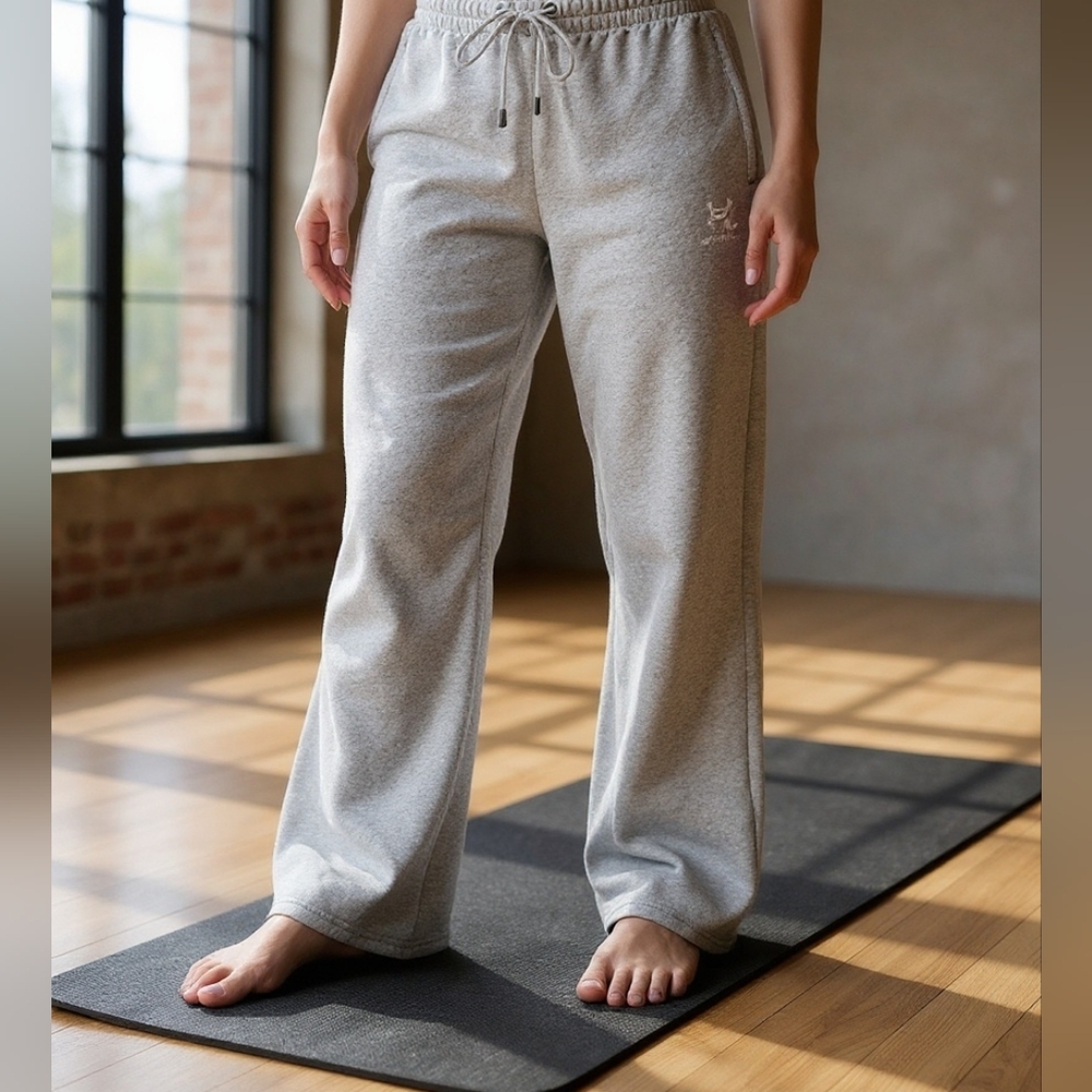 Under Armour Kids Girl's Rival Fleece Piped Pants Gray/White Large NEW